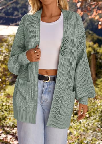 Image of MEROKEETY Long Sleeve Oversized Cardigan Sweaters for Women | Fall Winter Sweaters, Open Front, Chunky Knit, 2026 Casual Work Outerwear with Pockets