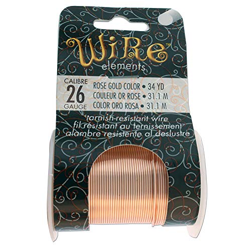 Image of (26 Gauge, Rose Gold) - The Beadsmith Wire Elements 26-Gauge Lacquered Tarnish-Resistant Copper Wire for Jewellery Making, 34 Yard, 31.09 Metre Spool (Rose Gold Colour)
