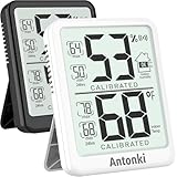 Antonki 2-Pack Room Thermometer, Digital Small Hygrometer Indoor Thermometer Humidity Gauge, Temperature Humidity Meter with Max/Min Record Monitor Sensor for Home, Plants - Battery Included
