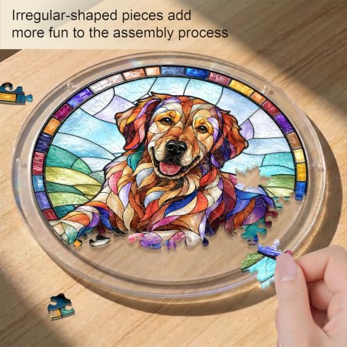 Rompecabezas acrílico DIY para atrapar la luz - Golden Retriever, 7.4 pulgadas | Decoración para ventanas y jardín, regalos únicos para mamá, mujeres, esposa, hermanas, tías y amigas miniatura 3