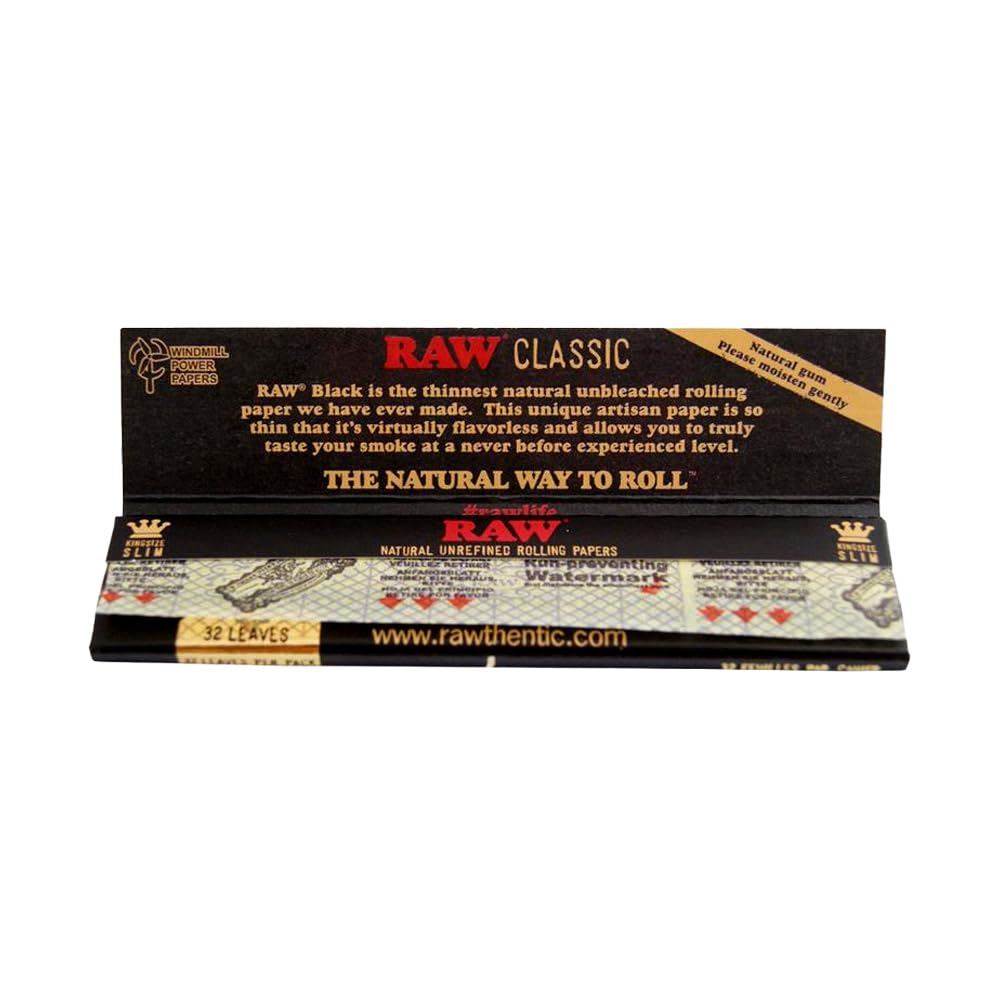 RAW 18236 Black King Size Slim Classic Ultrad?nn-50 Heftchen a 32 Blatt, Papier