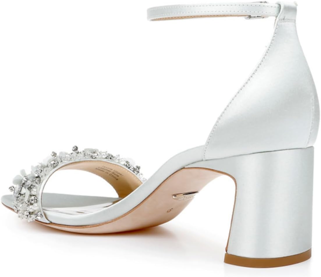Badgley Mischka Women's Teela Heeled Sandal, Soft White, 11