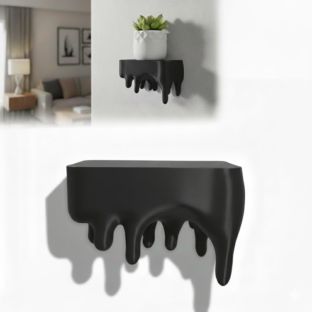 Gaming Floating Shelves - Dripping Wall Shelf Set, Dripping Shelf, Gamer Room Shelf Decor, Anime Cartoon Shelf for Bedroom Decor, Modern Drip Shelves Wall Art (Black)