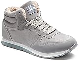  Gaatpot Zapatos Invierno Botas Forradas de Nieve Zapatillas Sneaker Botines Planas para Hombres Mujer Gris EU 35.5 = CN 36