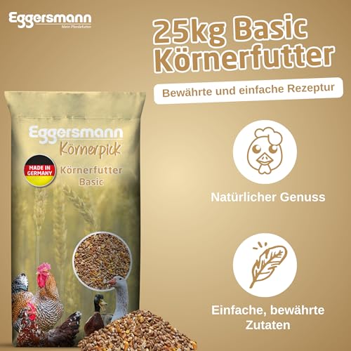 Eggersmann Körnerpick Hühnerfutter 25 kg Körnerfutter Basic - Basic Hühner Körnerfutter Geflügelfutter - Premium Körnermischung für Hühner Gänse und Enten