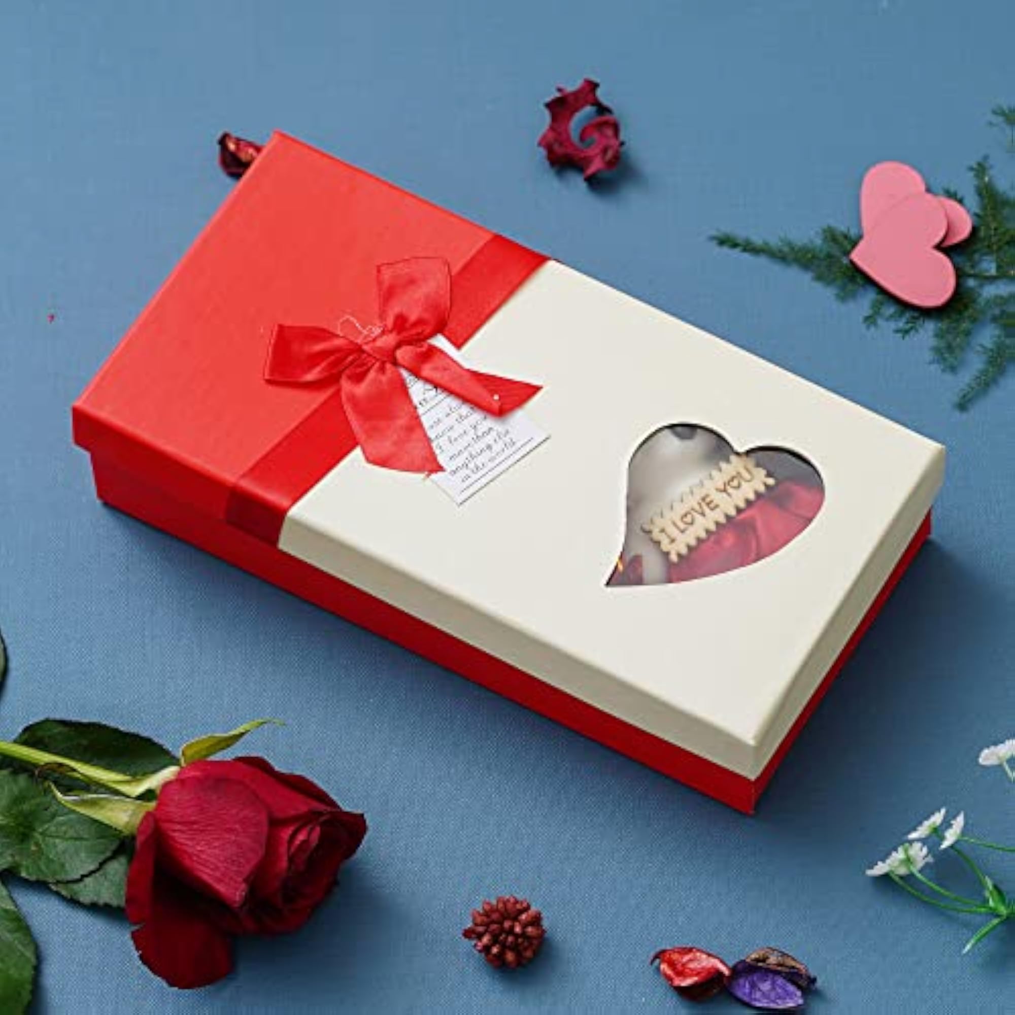 Valentine Gift Box with Red Roses and Teddy Bear