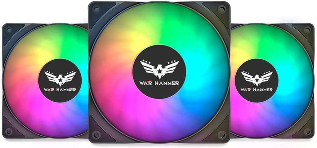WAR HAMMER Kratos 120 mm Auto RGB Kit Value Series 1500 RPM Case Fan/Cooler with PWM Connector (3)