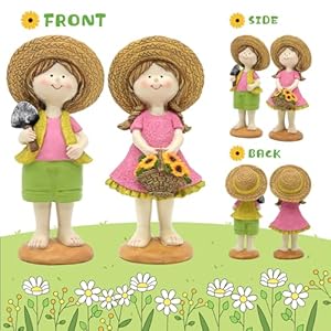   Spring-Garden-Statue-Decor-Resin-Pastel-Boy-Girl-Figurines-Set-H9inch-Statues-for-Flower-Garden-Decor-Indoor-Outdoor-Display-Spring-and-Summer-Decorations-for-Yard-Patio-Decor
