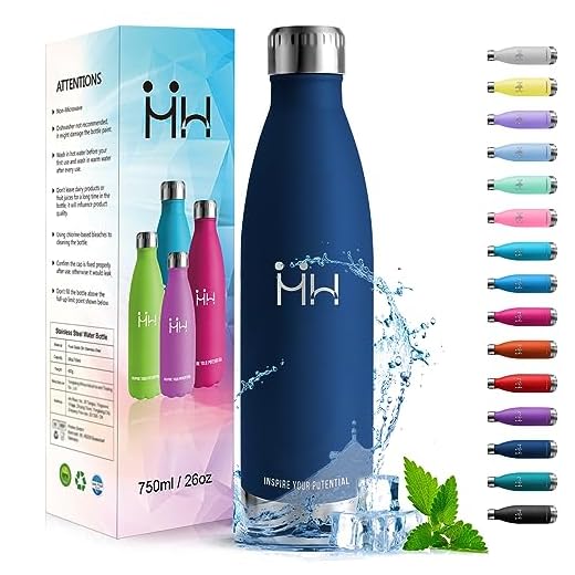 HoneyHolly Borraccia Termica, 18/8 Acciaio Inox Bottiglia Termica - 750ML - Senza BPA Borraccia Palestra, Isolato Sottovuoto, Antigoccia, Bottiglia Acqua Termos per Scuola, Sport, Ufficio