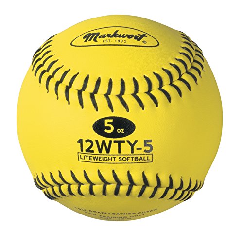 Markwort Lite Weight and Weighted Leather Softball, Optic Yellow, 5-Ounce