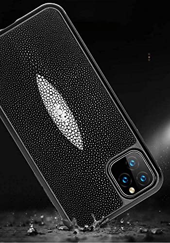 Funda de piel de raya para iPhone 11 Pro carcasa elegante de cuero exótico negro antichoque 7