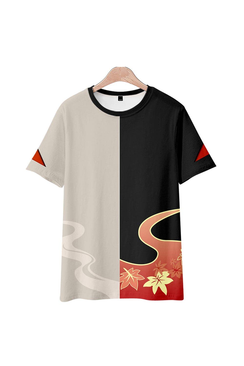 Panjue Men's Women's Kaedehara Kazuha Cosplay 3D Printed T-Shirt Summer Casual Print Short Sleeve Shirt