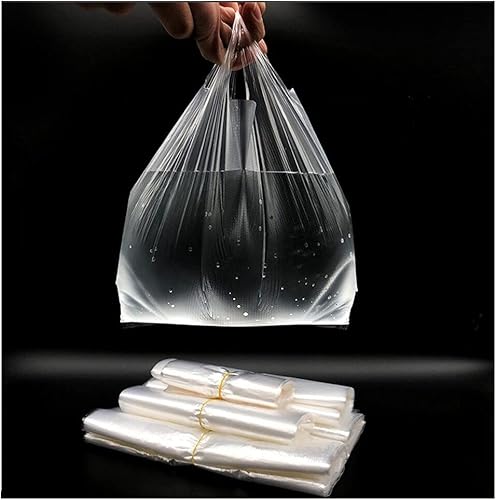 Miniatura 6 de Bolsas grandes de plástico para camisetas con asas, 100 bolsas de compras de comestibles de 21 x 13.7 pulgadas, bolsas de comestibles resistentes