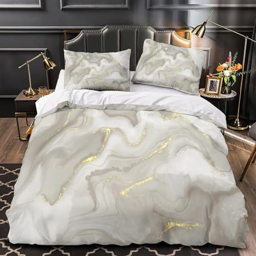 Housse de couette 260x230 marbre microfbre avec 2 taies d'oreiller - 3