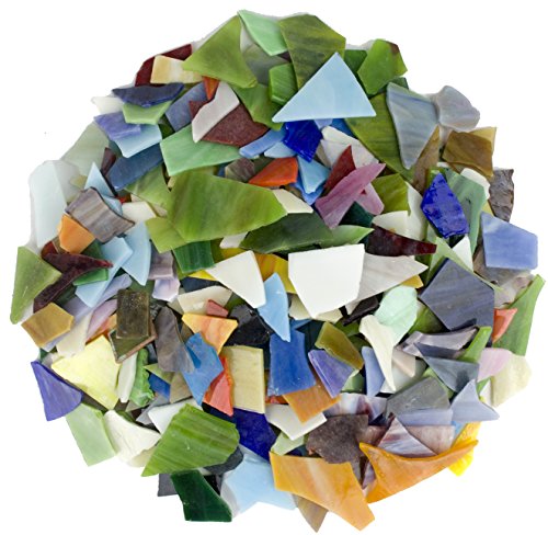 Glass Mosaics Pieces Bright Stained Glass, Assorted Colors and Irregular Shapes, 35 ounce Value Pack