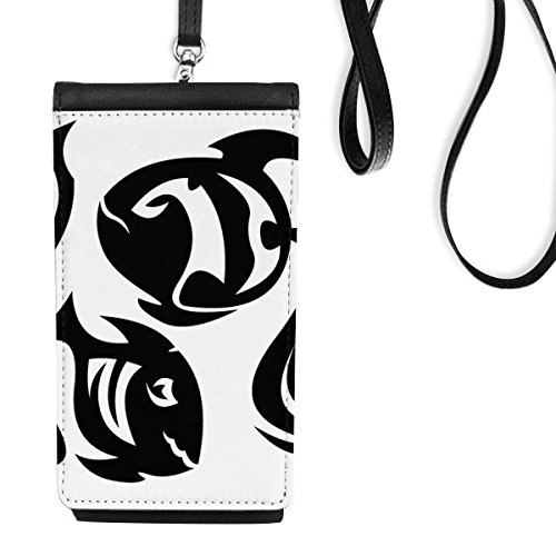 Sac de téléphone Poissons en cuir zodiaque suspendu noir