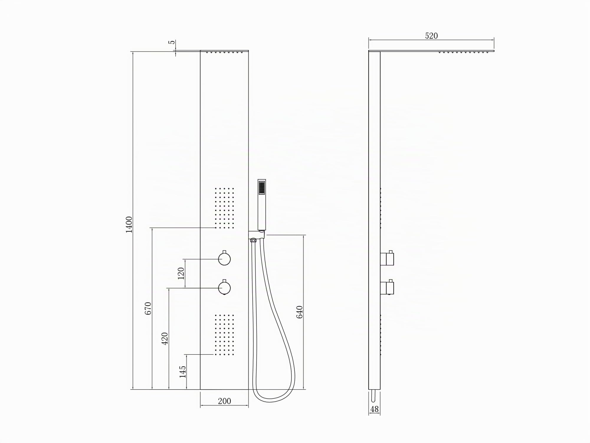LANERI Pannello Doccia Slim Idromassaggio in Acciaio,3 Vie con Getti Massaggianti, Soffione Slim e Doccetta, Design Moderno (Cromo Lucido)