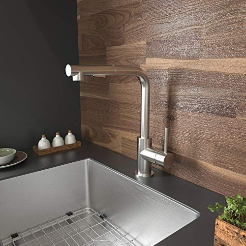 Lordear Bar Sink Faucet,Modern Style Stainless Steel 2 Water Function Setting Single Handle Pull Out With Sprayer Wet Bar Brushed Nickel Kitchen Faucet, Pull Down Kitchen Sink Faucet #TOP6