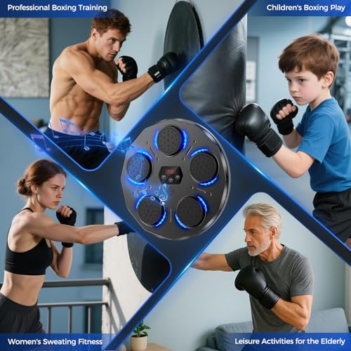 Image of 2025 Music Boxing Machine for Adults and Kids, Smart Bluetooth Boxing Training Equipment with Gloves Wall Mounted, Workout Punching Machine for Home, Gym and Office, Sports Toy Gift for 3-12 Year Old