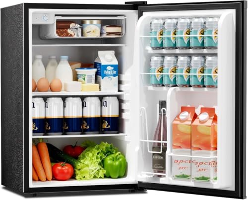 Image of Kismile 4.41Cu Ft Mini Fridge with Freezer, Reversible Door Small Fridge