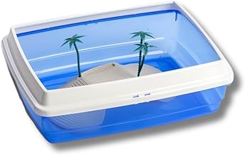 Pet's Market Crete Turtle Aquarium Water Turtles Tub Freshwater Turtles Adult Small Turtle Edge Curved Island Palms 42 x 33 x 14 cm