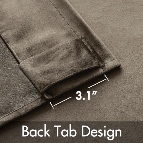 Image of MIULEE Taupe Velvet Curtains 52x90 inches Luxury Blackout Curtains | Thermal Insulated, Super Soft Window Drapes for Bedroom Living Room, Rod Pocket & Back Tab