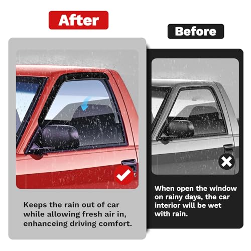 Image of Canvcle Window Visors Rain Guards for 1994-2004 Chevrolet S10 /GMC Sonoma Accessories, Outside-Mount Tape-On Side Window Wind Deflectors Vent Visors Shades Rainproof Black 2PCS