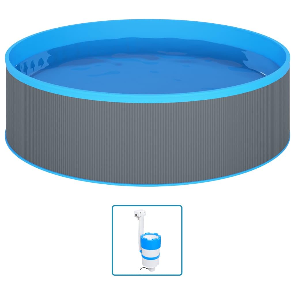 Generico Piscina Fuori Terra con Skimmer e Pompa Sospesi 350x90cm Grigia,Grigio,41.75kg,3070801