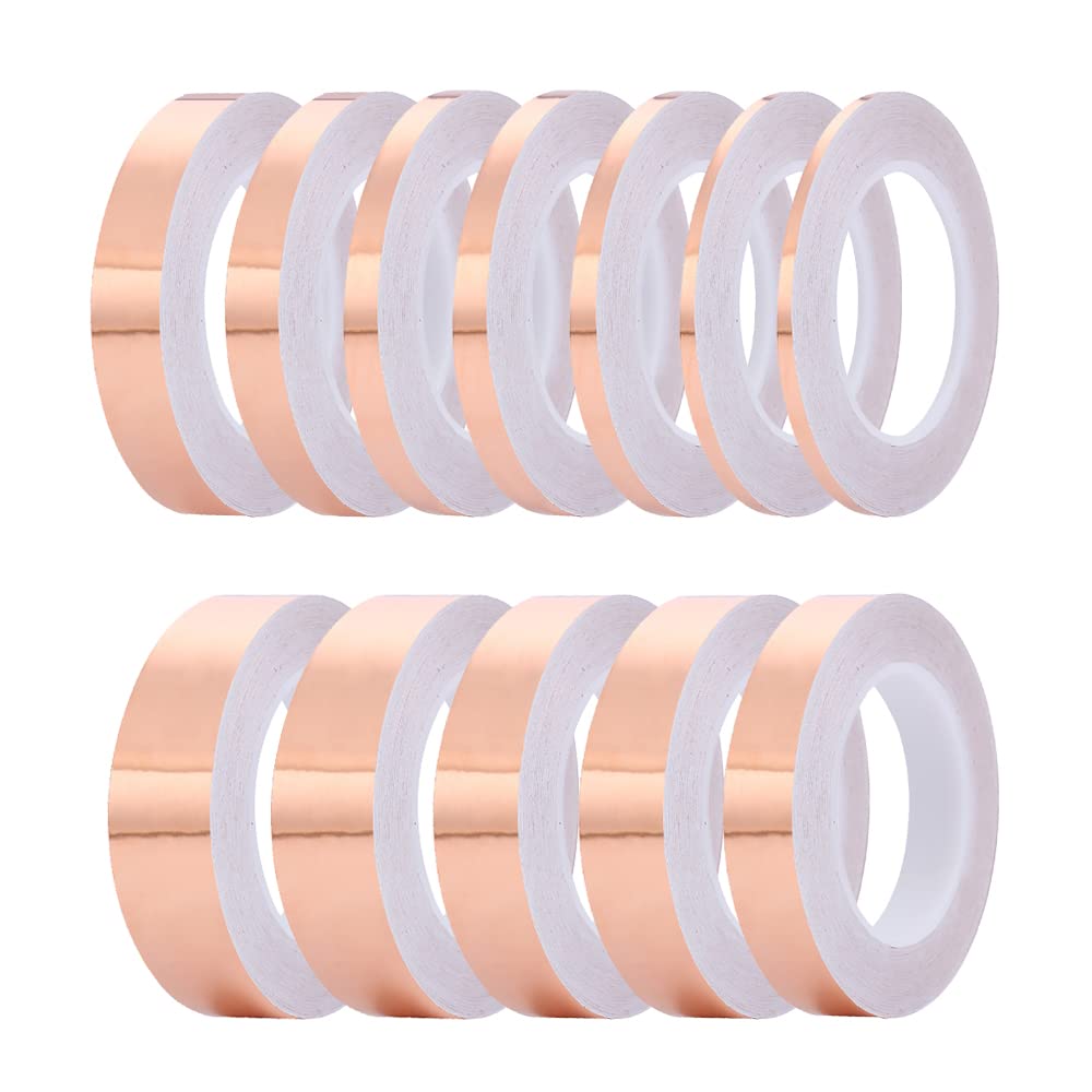 Nastro in lamina di rame da 30 m, 2 pezzi, 45 mm, nastro adesivo in rame colorato, nastro adesivo conduttivo in rame per schermatura EMI, vetrate, artigianato, riparazioni elettriche