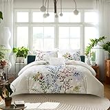 Style Quarters Comforter Set-4 Pcs King Size Comforter Set 100% Cotton Comforter Set Include 1 Comforter 2 Pillowcases and 1 Decorative Pillow Floral Comforter Queen Size