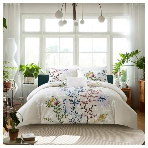 Style Quarters Comforter Set-4 Pcs King Size Comforter Set 100% Cotton Comforter Set Include 1 Comforter 2 Pillowcases and 1 Decorative Pillow Floral Comforter Queen Size