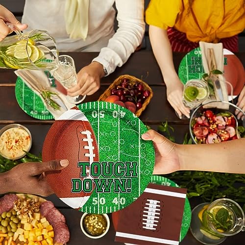Gatherfun Football Party Supplies Kit Serve 24,Includes Dinner Plates, Dessert Napkins, Cups,Banner and Touchdown Tablecloth for Birthday Gameday Tailgate Decorations, Green (2023053002) - Image 5