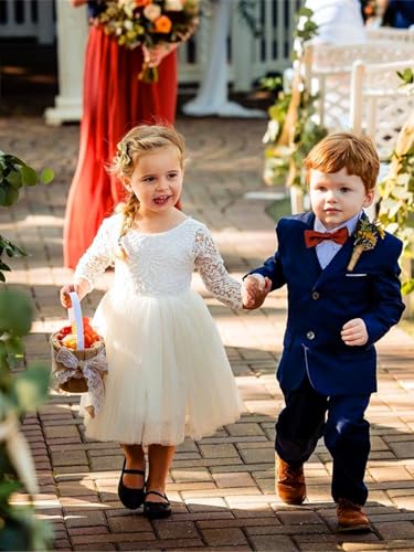 Image of 2Bunnies Girl Peony Lace Back A-Line Straight Tutu Tulle Party Flower Girl Dress