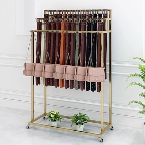 3-Tier Floor Standing Metal Tie Rack - Belt, Scarf & Purse Display Stand - Retail Clothes Organizer for Stores & Bedrooms - Stylish Storage Solution