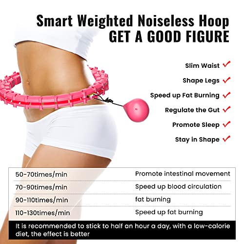 Hiage Weighted Infinity Smart Hoops Fit For Women Weight Loss,24 Detachable Knots Hula With Counter,2 In 1 Abdomen Fitness Message Equipment #TOP5