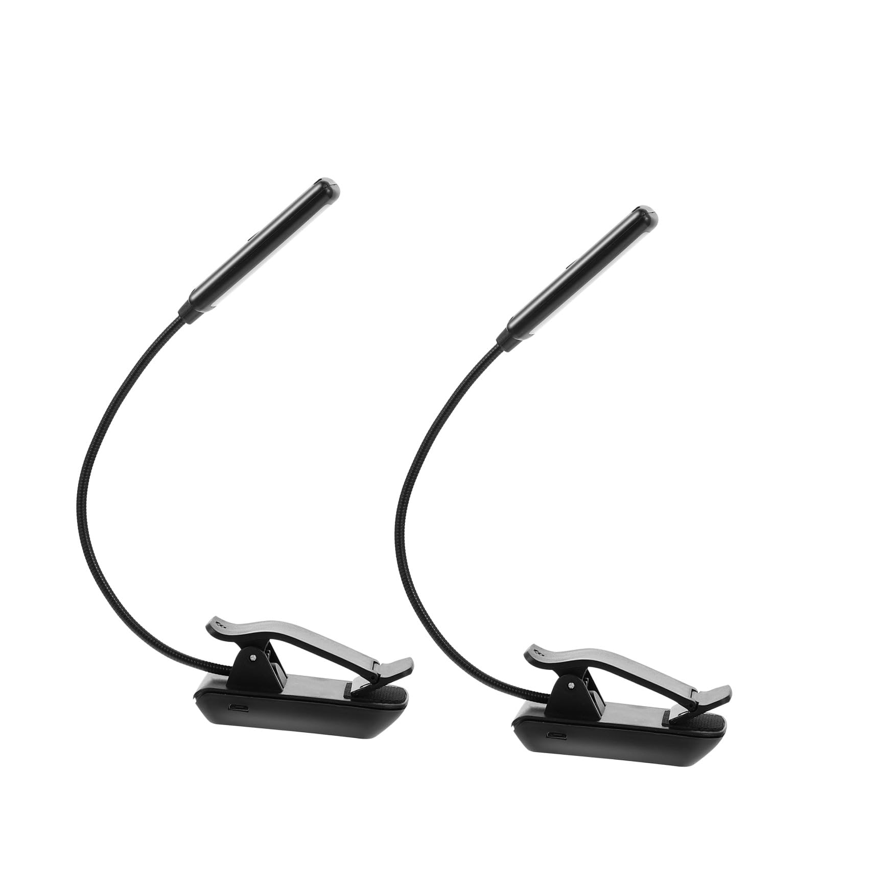 Housoutil Lampe de Lecture LED Rechargeable à Clip, Modèle B Noir, Lot de 2