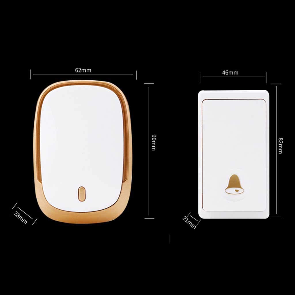 Timbre Inalámbrico Impermeable, Sin Pilas, Autoalimentado, 1 Transmisor Y 2 Receptores, Alcance De 200 M, 36 Acordes Musicales, 4 Niveles De Volumen, Plateado.