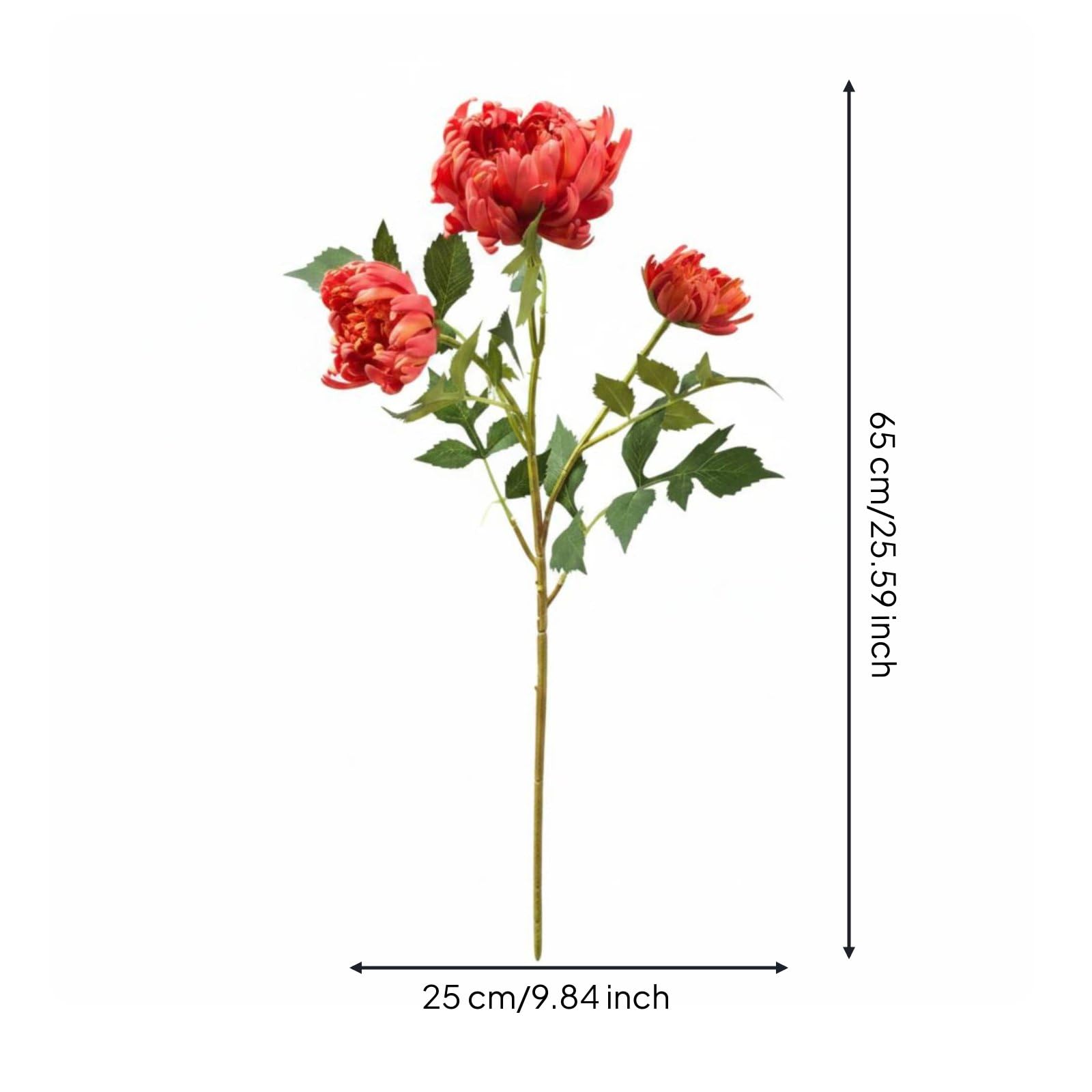 Simulazione Fiori Artificiali Dalia Finta Crisantemo Ramo Bouquet Decorativo in Tessuto Seta Facile da Modellare Adatto per Matrimoni Centrotavola Negozi Casa, Rosso Arancio