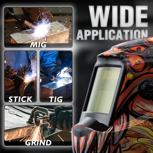 Image of YESWELDER Auto Darkening Welding Helmet, Blue Light Blocking, 1 /1 /1 /1 True Color Solar Powered Welding Hood with 2 Arc Sensors, Wide Shade 3.5 /9-14 Welder Mask for TIG MIG ARC and Grind