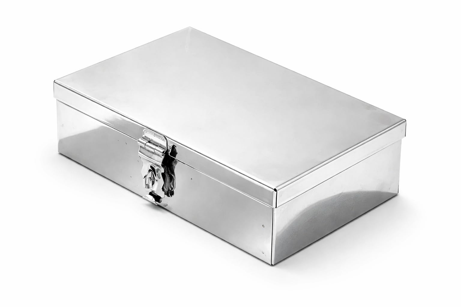 Bank Locker Box/Cash Box/Jewellery Box - Rectangle (22.5 X 15 X 7 cm, Silver) Stainless Steel | Standard | Made in India