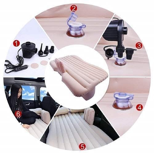 SHREE HANS CREATION Car Travel Inflatable Sofa Mattress Air Bed Cushion Camping Bed Rear Seat with Two Inflatable Pillow and Air Pump for Car Back Seat Durable inflatable Mattress Sleeping & Enjoyment 2
