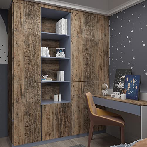 JSEVEM 60CM×9M Big Thick Brown Grey Wood Wallpaper Peel and Stick Vinyl Wrap Waterproof Gray Wood Contact Paper Sticky Back Plastic Roll Matte Textured Wall Tile Stickers for Walls Bedroom Cabinets - Image 2