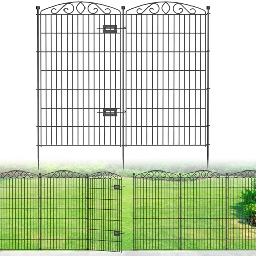 10 Panel No Dig Decorative Garden Fence with Gate - 48in H x 22.5ft L