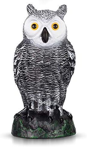 BRITENWAY Ultimate Scarecrow Owl Decoy Statue Realistic Fake Owl Outdoor Bird Deterrent, Hand-Painted Garden Protector, Scares Away Squirrels, Pigeons, Rabbits & More 10,5” Hollow Design