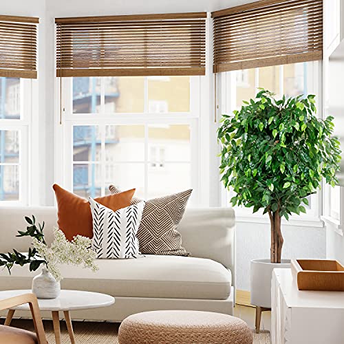 Worth Garden Artificial Plants,6Ft Realistic Fake Fiddle Leaf Fig Tree,70In Faux Silk Plant,Ficus Lyrata Plant Greenery For Office,1826 Leaves,Indoor Outdoor Decor,Black Pot & 20G Dry Moss Included #TOP5