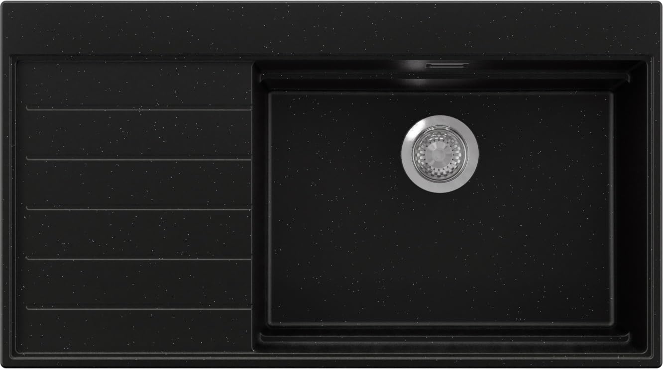 Évier cuisine granit noir 1 bac pour cuisiner de grands plats