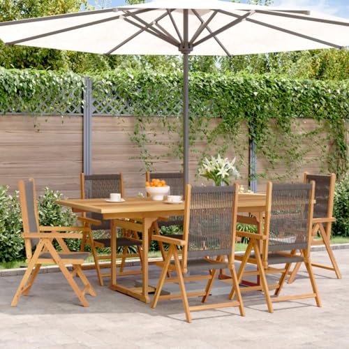 Vetnasa Set de Comedor jardín 7 pzas Polipropileno Madera Maciza Gris Mobiliario, Muebles de jardín, Conjuntos de jardín Gris 77,7 KG