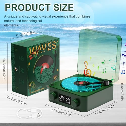 Tourne-disque vinyle avec lampe à vagues – Vert foncé – Lecteur vinyle vagues – Tourne-disque Bluetooth – Portable – Sans fil – Rétro – Pour chambre à coucher, bureau, fête - Les Beatles, Paul McCartney, John Lennon, RIngo Starr, George Harrison Tourne-disque vinyle avec lampe à vagues - Vert foncé - Lecteur vinyle vagues - Tourne-disque Bluetooth - Portable - Sans fil - Rétro - Pour chambre à coucher, bureau, fête – Image 5
