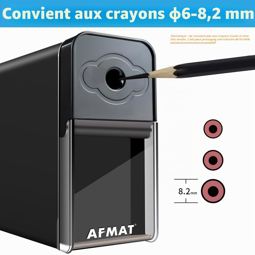 AFMAT Taille-crayon de bureau avec pointe longue de 8 à 20 mm de longueur, embouts réglables, taille-crayon professionnel, pour φ6 à 8,2 mm charbon marques croquis crayons de couleur