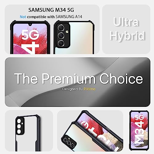 Image of Pikkme Samsung Galaxy M34 / F34 5G 5G Back Cover | Crystal Clear Transparent Back | Ultra Hyrbid | Full Camera Protection | Raised Edge | Bumper Back Case (Thermoplastic Polyurethane, Black)